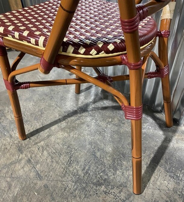 NEW! Nice Aluminum Bamboo Patio Dinning Side Chair In Red! 4x Your Bid! - Image 7 of 7