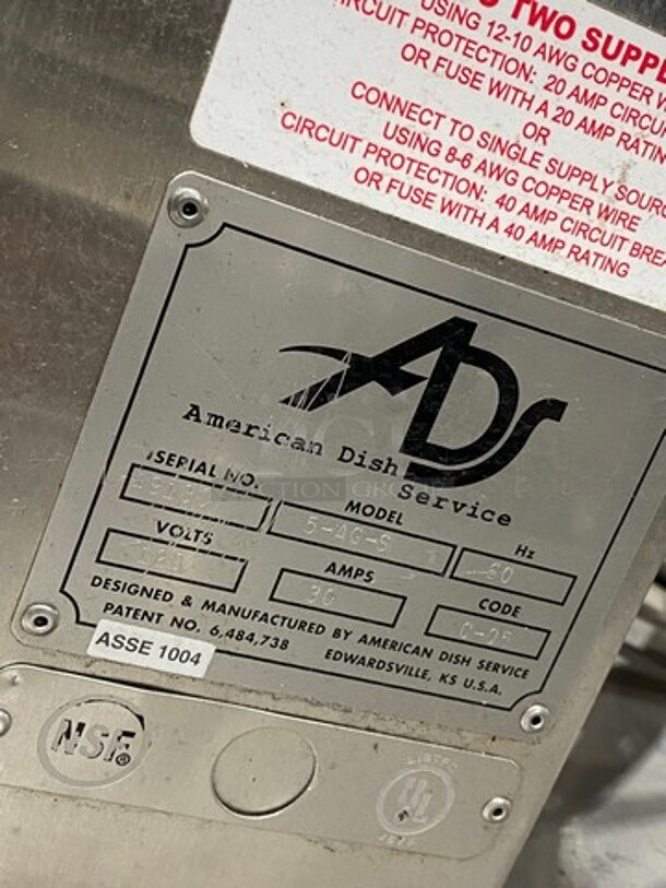 American Dish Service Commercial Heavy Duty Conveyor Pass Through Dishwasher! All Stainless Steel! On Legs! Model: 5AGS SN: 49130 120V - Image 9 of 10