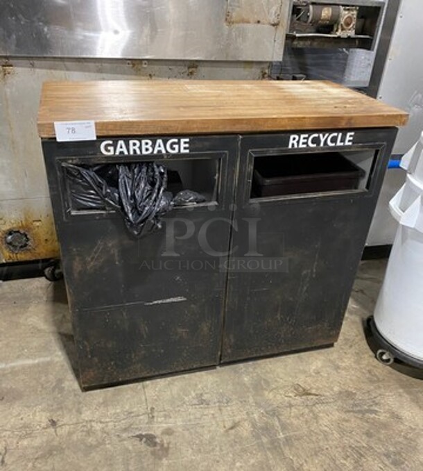 Recycle And Trash Can Shell! With Trash Deposit, Front Door And Poly Trash Bins! - Image 1 of 6