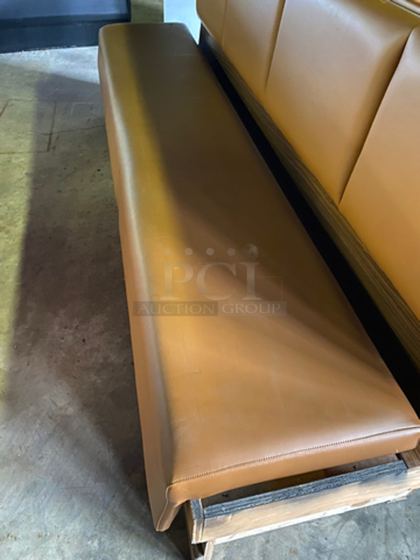 NEW! Single Sided Light Brown Cushioned Booth Seat! With Wooden Outline! Perfect For Up Against The Wall! Can Be Connected With Any Of The Booths Listed! - Image 5 of 7