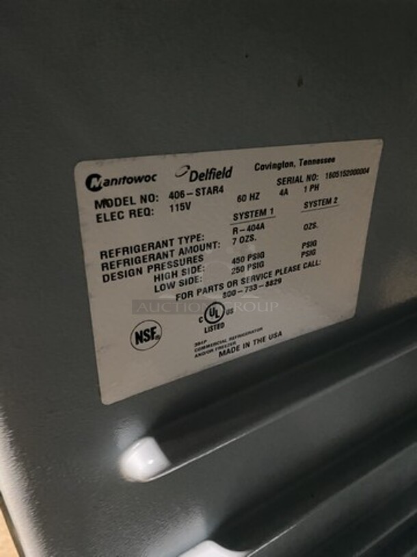 Delfield One Door Lowboy/Worktop Cooler! Model 406Star4 Serial 160515200004! 115V 1 Phase! On Casters! - Image 6 of 7