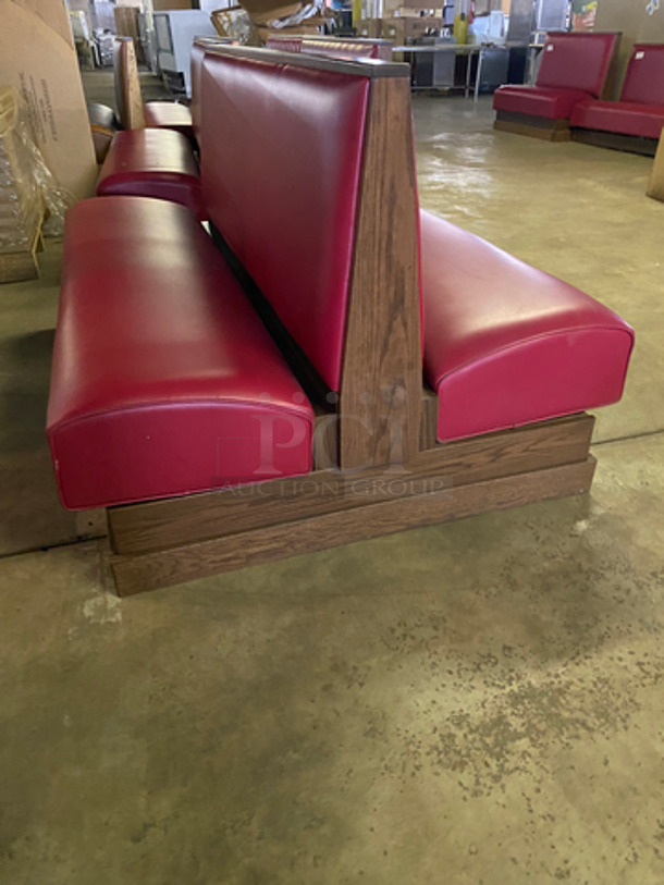 NEW! 2 Dual Sided Red Cushioned Booth Seats! With Wooden Outline! 2x Your Bid! - Image 3 of 7