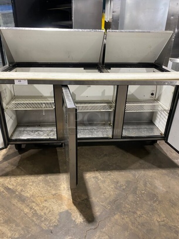 True Commercial Refrigerated Sandwich Prep Table! With Commercial Cutting Board! With 3 Door Storage Space Underneath! Poly Coated Racks! All Stainless Steel! On Casters! Model: TSSU7230MBST SN: 14451332 115V 60HZ 1 Phase - Image 5 of 9