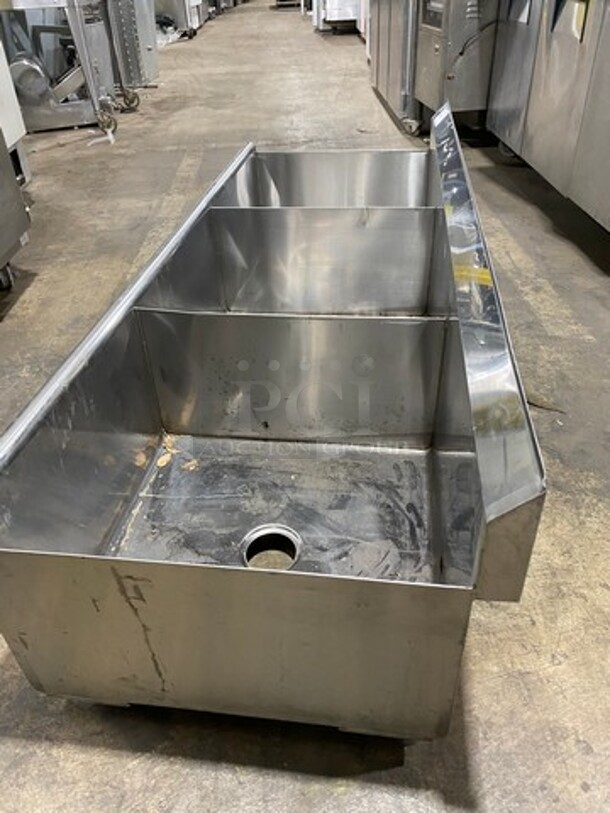 Commercial 3 Bay Dish Washing Sink! With Back Splash! Solid Stainless Steel! NO LEGS! - Image 3 of 6