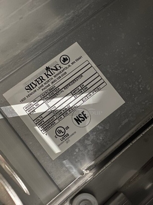 Silver King 84 Inch Refrigerated  4 Large Drawer Chef Base! Model SKRCB84H Serial SAJE68785A! 115V 1 Phase! On Casters!  - Image 7 of 8