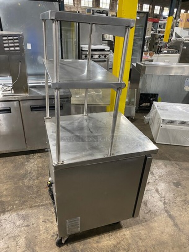 True Commercial Single Door Refrigerated Lowboy/ Worktop Cooler! With Double Overhead Shelf! All Stainless Steel! On Casters! Model: TUC27 SN: 14192705 115V 60HZ 1 Phase - Image 3 of 9