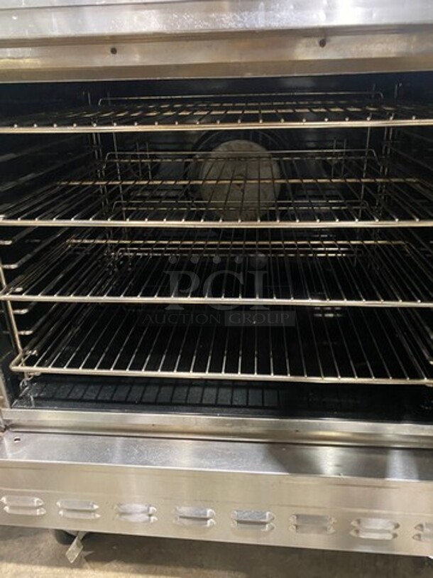 Blodgett Dual Flow Bakery Depth Commercial Natural Gas Powered Double Deck Convection Oven! With View Through Doors! Metal Oven Racks! All Stainless Steel! On Casters! Working When Removed! 2x Your Bid Makes One Unit! - Image 6 of 12
