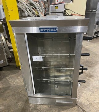 AMAIZING! Attias Commercial Countertop Rotisserie Machine! With View Through Door! Electric Powered! All Stainless Steel!