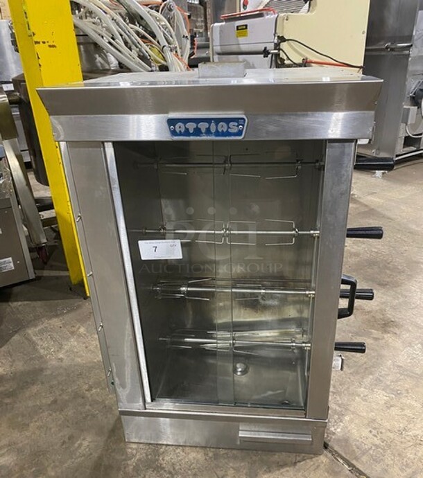 AMAIZING! Attias Commercial Countertop Rotisserie Machine! With View Through Door! Electric Powered! All Stainless Steel! - Item #1106414