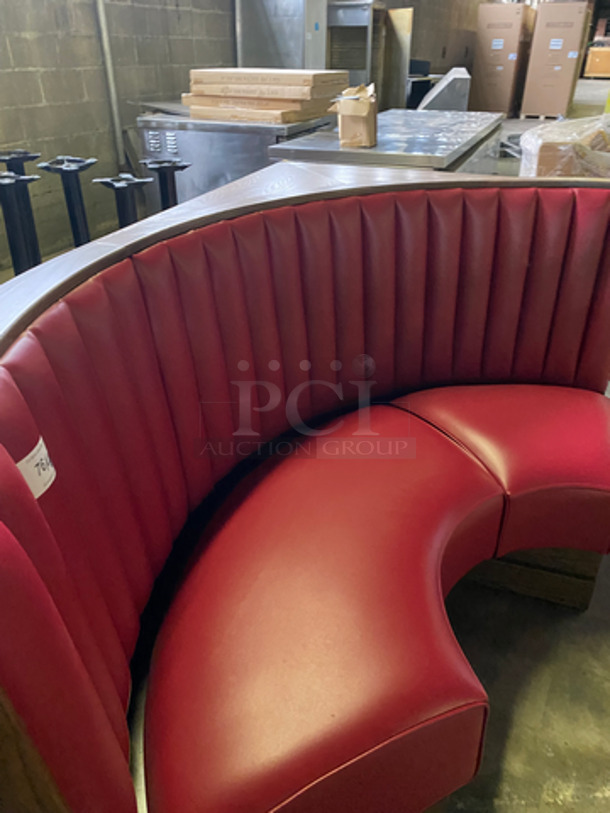 NEW! Single Sided Curved Red Cushioned Booth Seat! With Wooden Outline! Perfect For In The Corner Placement! 3x Your Bid! Can Be Connected With Any Of The Booths Listed! - Image 5 of 5
