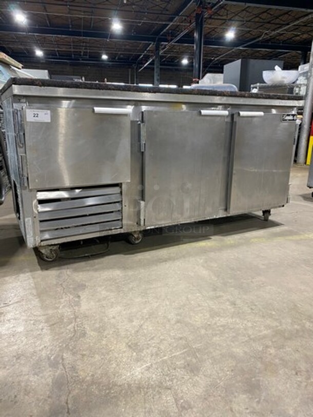 2010 Leader Commercial Worktop/ Lowboy Cooler! With Marble Top! With 3 Door Refrigerated Storage Space Underneath! All Stainless Steel! On Casters! Model: LB72FB SN: PT030866C 15V 60HZ 1 Phase - Image 1 of 11