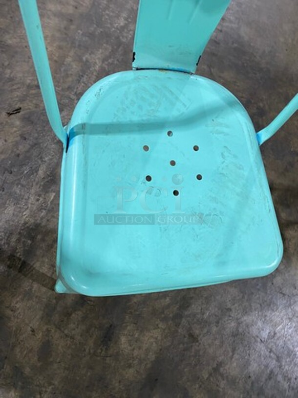Light Blue Coated Tolix Style Metal Chairs! 4x Your Bid! - Image 5 of 6