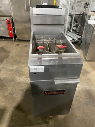 Sierra Commercial Natural Gas Powered   Deep Fat Fryer! With 2 Metal Frying Baskets! All Stainless Steel! Model SRF35 Serial 200101702! On Legs!