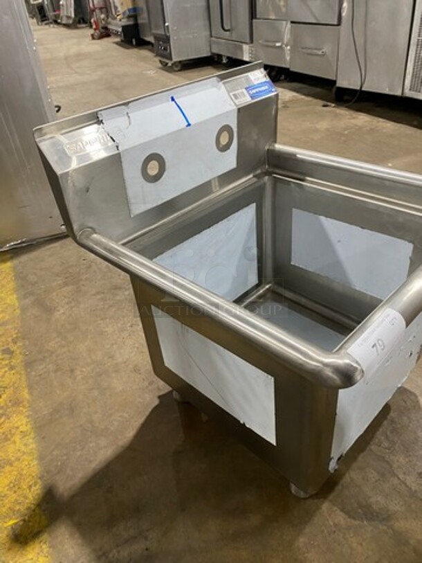 NEW! SCRATCH-N-DENT! Sapphire Single Compartment Prep Sink! All Stainless Steel! With Legs! Model: SMS1818 - Image 4 of 9