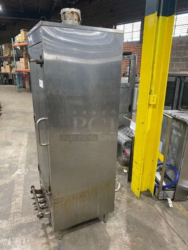 All Stainless Steel! Commercial Single Door Natural Gas Powered Smoker! On Legs! WORKING WHEN REMOVED! - Image 3 of 7