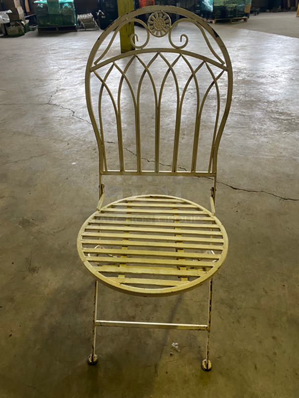 White Metal Foldable Patio Chairs! 15x Your Bid! - Image 2 of 9