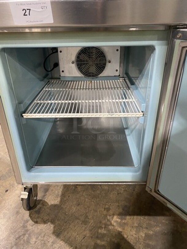 Delfield Custom Made One Door Lowboy Work Top Cooler! With Stainless Steel Top With Raised Back Splash! With Outlets! On Casters! 115V 1 Phase! - Image 5 of 6