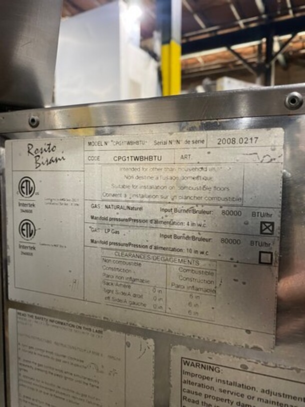 Rosito Bisani Commerical Gas Powered Pasta Cooker! All Stainless Steel! Model: CPG1TWBHBTU SN: 20080217 - Image 9 of 9