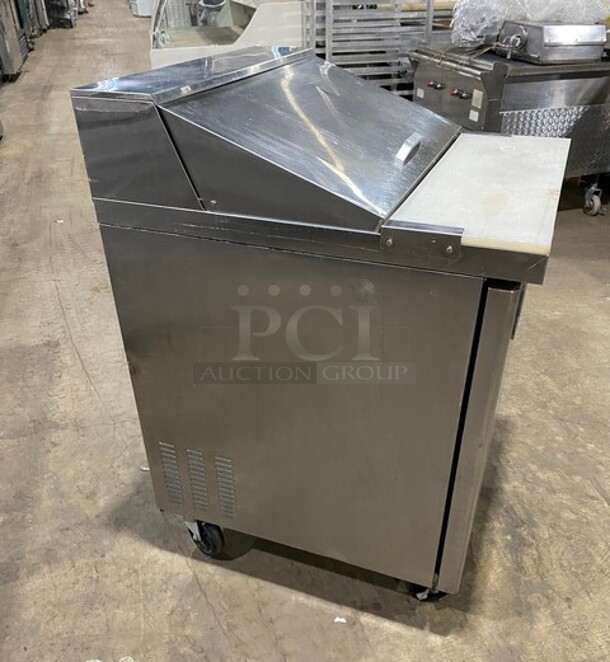 Stainless Steel One Door Commercial Sandwich/ Salad Prep Table Bain Marie On Commercial Casters! With Commercial Cutting Board! - Image 2 of 9