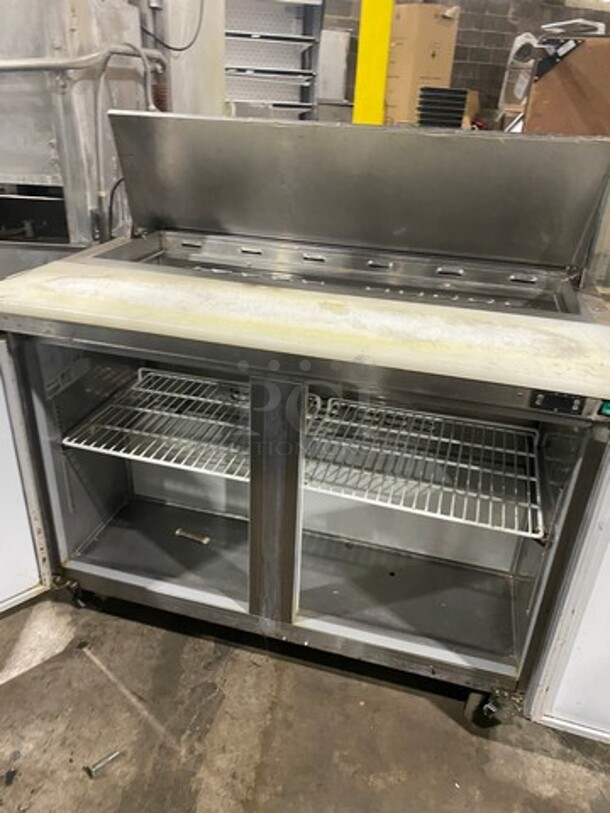 Adcraft Commercial Refrigerated Sandwich Prep Table! With Commercial Cutting Board! With 2 Door Underneath Storage Space! All Stainless Steel! On Casters! Model: SL2D SN: 6012426511030643 115V - Image 5 of 9