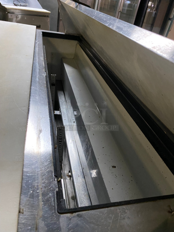 True Commercial Refrigerated 3 Door Sandwich Prep Table! With Commercial Cutting Board! All Stainless Steel! On Casters! Model: TSSU7218 SN: 7857211 115V 60HZ 1 Phase - Image 8 of 10