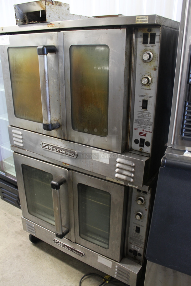 2 Southbend SL Series Stainless Steel Commercial Natural Gas Powered Full Size Convection Ovens w/ View Through Doors, Metal Oven Racks and Thermostatic Controls on Commercial Casters. 2 Times Your Bid! - Image 1 of 10