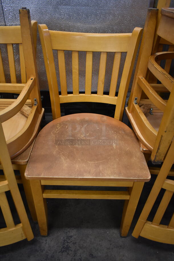20 Wood Pattern Dining Height Chairs w/ Vertical Back Rest Bars. 20 Times Your Bid! - Image 1 of 4
