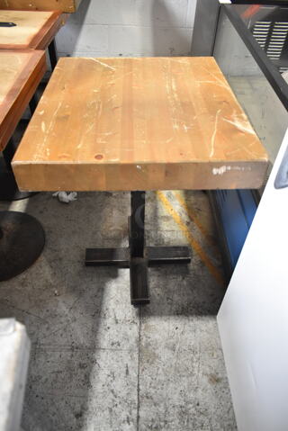 8 Butcher Board Wooden Dining Height Table on Black Metal Table Base. 8 Times Your Bid!