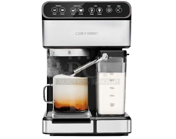 BRAND NEW SCRATCH AND DENT! Chefman RJ54-V2 6-in-1 Espresso Machine with Built-In Milk Frother. 120 Volts, 1 Phase. Tested and Working! - Image 1 of 6
