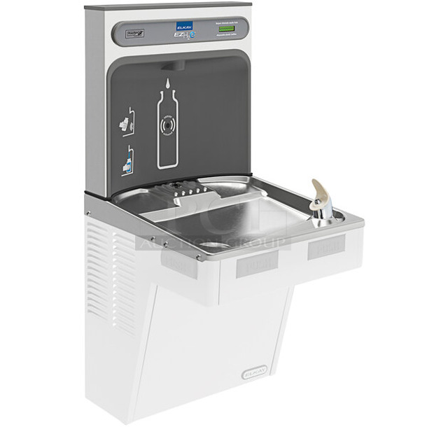 BRAND NEW SCRATCH AND DENT! Zurn Elkay ezH20 EZWSR Stainless Steel Non-Filtered Bottle Filling Station on Elkay EZSTLDWS 1G Water Fountain