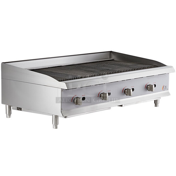 BRAND NEW SCRATCH AND DENT! Cooking Performance Group CPG 351CLCPG48NL Stainless Steel Commercial Natural Gas Powered Countertop Lava Briquette Charbroiler. 160,000 BTU. 