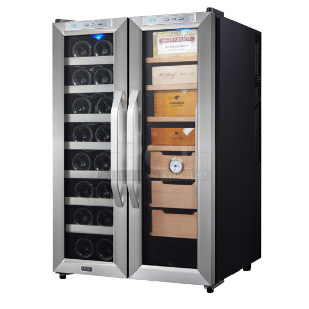 BRAND NEW SCRATCH AND DENT! Whynter CWC-351DD Stainless Steel Freestanding 3.6 cu. ft. Wine Cooler and Cigar Humidor Center. 115 Volts, 1 Phase. Tested and Working!