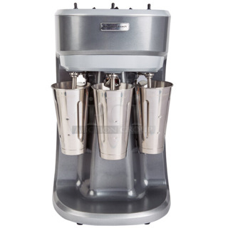 BRAND NEW SCRATCH AND DENT! Hamilton Beach HMD400R Metal Commercial Countertop 3 Head Drink Mixer w/ 3 Metal Mixing Cups. 120 Volts, 1 Phase. Tested and Working!