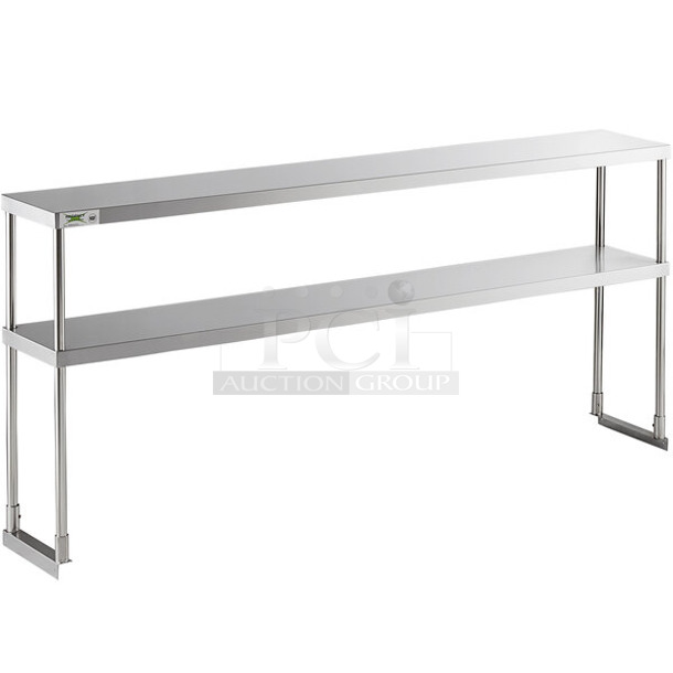 2 BRAND NEW SCRATCH AND DENT! Regency 600DOS1272 Stainless Steel Double Deck Overshelf - 12" x 72" x 32" 2 Times Your Bid!. May Be Missing Pieces. - Image 1 of 3
