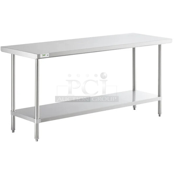 BRAND NEW SCRATCH AND DENT! Regency 600TS2472S 24" x 72" 16-Gauge 304 Stainless Steel Commercial Work Table with Undershelf. May Be Missing Pieces. - Image 1 of 3