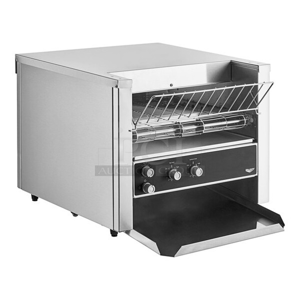 BRAND NEW SCRATCH AND DENT! Vollrath JT3H Stainless Steel Commercial Countertop Conveyor Toaster with 1 1/2"-3" Opening. 220 Volts, 1 Phase.  - Image 1 of 5