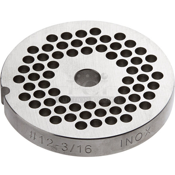 BRAND NEW SCRATCH AND DENT! Box of 6 Avantco 177MG1245 #12 Stainless Steel Grinder Plate for MG12 and MG12R Meat Grinders - 3/16" - Image 1 of 4