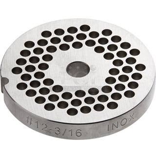BRAND NEW SCRATCH AND DENT! Box of 6 Avantco 177MG1245 #12 Stainless Steel Grinder Plate for MG12 and MG12R Meat Grinders - 3/16"