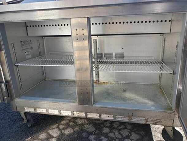 Beverage Air 2 Door Sandwich Table|115V|on Casters!  - Image 5 of 6