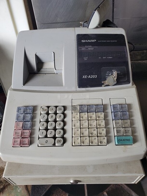 SHARP XE-A203 Electronic Cash Register with Key, No Drawer Key.