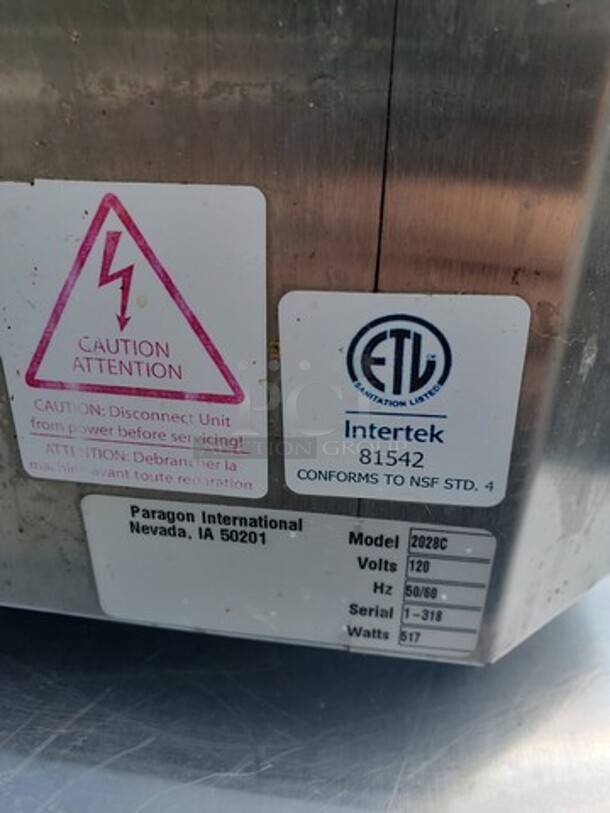 Paragon 2028C Pro-Deluxe 3 Qt. Warmer!

120 V
50/60 Hz
517 W - Image 2 of 2