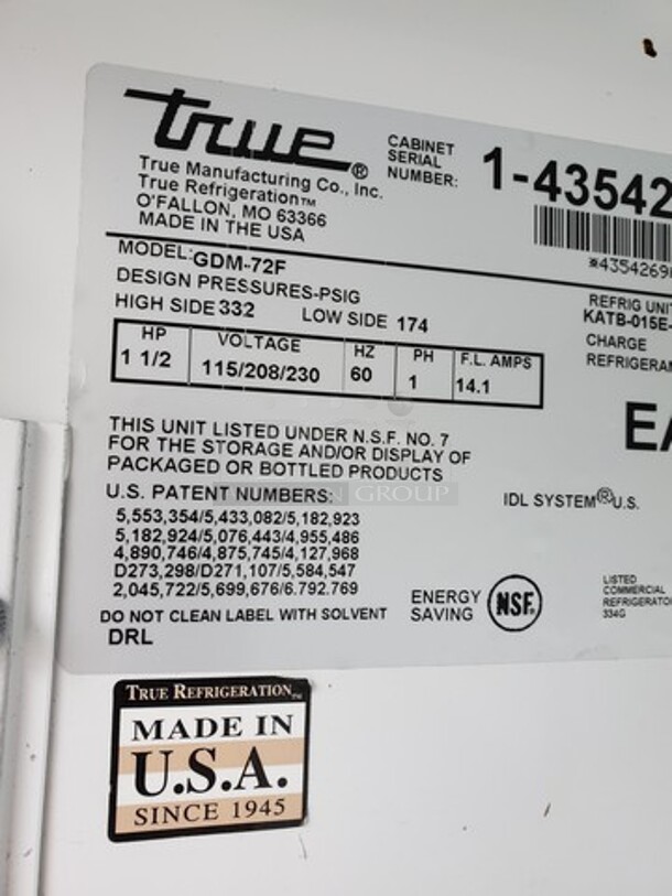 True GDM-72F 3 Door Merchandiser 115/208/230V Single Phase - Image 4 of 5