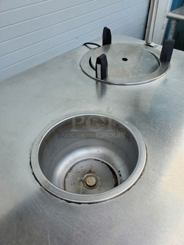 Work Table W/ 2 Wells Warming  Warmers| Overhead Shelf| See pictures for more details! 97"X32"X37" - Image 6 of 7