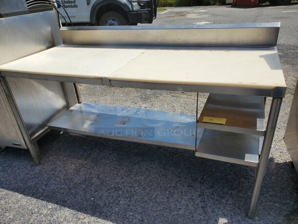 72" Poly Top Stainless Steel Worktable W/ Undershelf  - Image 5 of 7