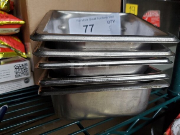 Lot of 5 Square Stainless Steel Containers  - Image 5 of 5