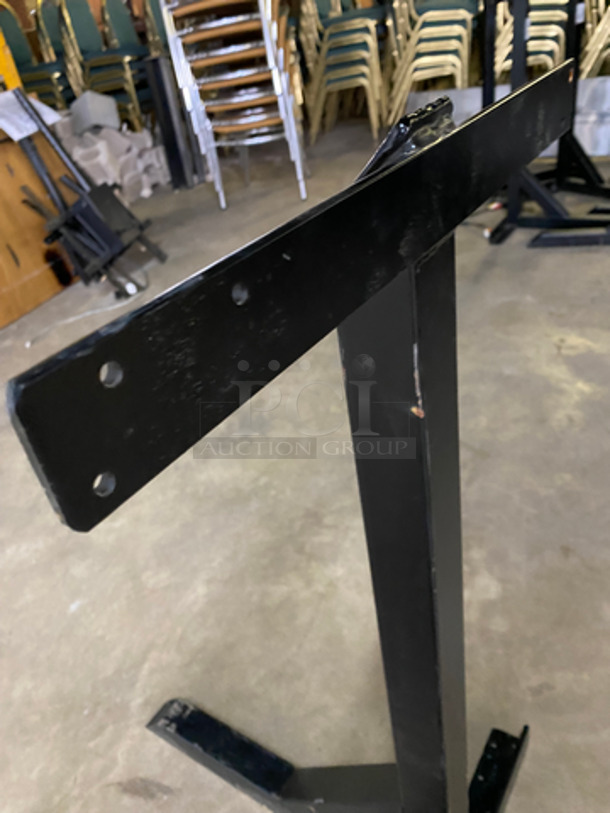 NEW! Assorted Size Wooden Pattern Curved Tables! With Black Metal Table Bracket! 5x Your Bid! - Image 8 of 10