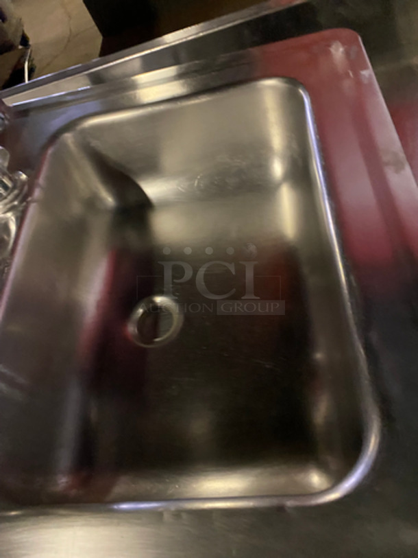 Solid Stainless Steel Wall Mount Hand Sink! With Faucet And Handles! With Back Splash! 22x19! - Image 5 of 6
