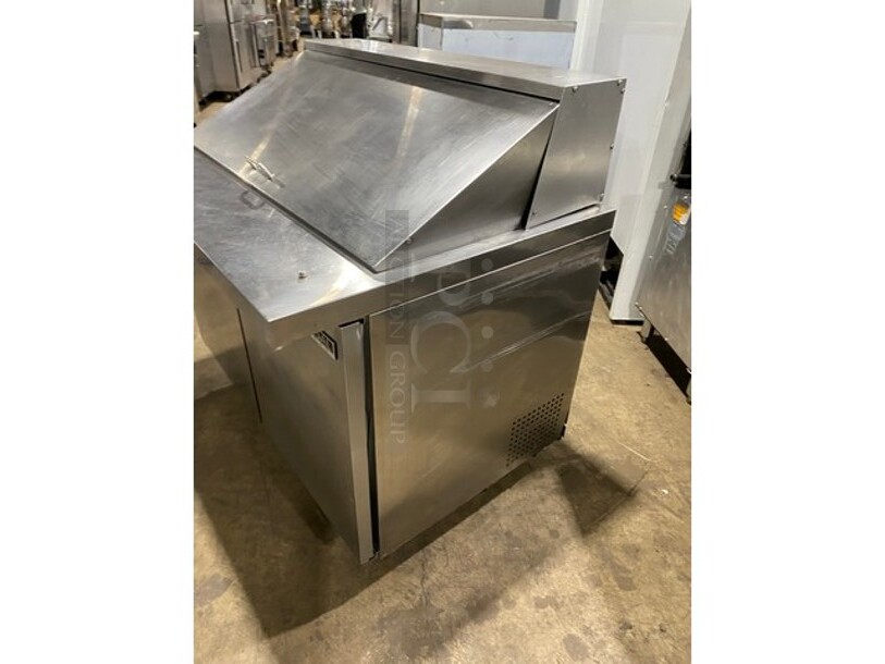 Universal Coolers Commercial Refrigerated Sandwich Prep Table! With 2 Door Underneath Refridgerated Storage Space! All Stainless Steel! On Casters! MODEL:SC-48-BMI 115V!
 - Image 2 of 8