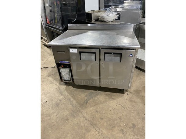 Everest 2 Door Lowboy/Worktop Cooler Table with raised Backsplash! Model ETR2! 115V 1 Phase! On Casters! - Image 1 of 8