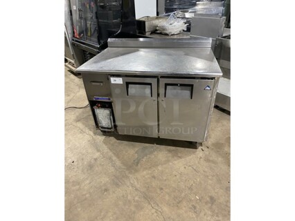 Everest 2 Door Lowboy/Worktop Cooler Table with raised Backsplash! Model ETR2! 115V 1 Phase! On Casters!